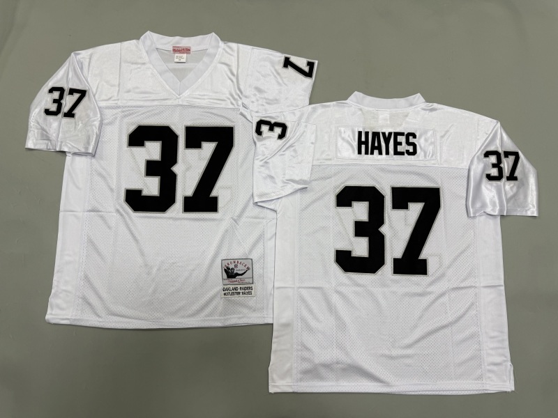 Men 2025 Nike Oakland Raiders #37 Hayes white Throwback Limited NFL Jersey style 001